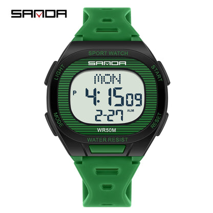 SANDA 2195 Square Digital Watch - Multifunction Waterproof LED Sports Wristwatch for Students