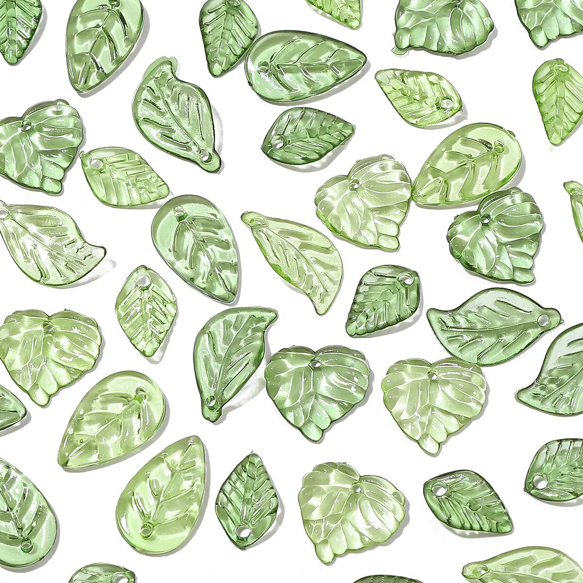 100pcs Mini Acrylic Tree Leaf Beads - Small Loose Beads for DIY Handmade Necklaces, Earrings & Jewelry