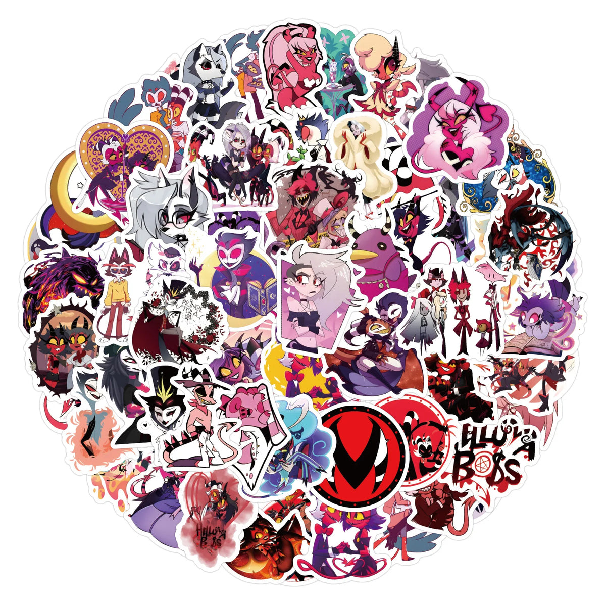 120PCS Helluva Boss Anime Stickers - Cartoon Graffiti Decals for Motorcycles, Luggage, Guitars, Laptops, and Phones