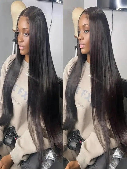 46-50 Inch HD Transparent Lace Front Wig – 13x4 & 13x6 Bone Straight, 200% Density Brazilian Human Hair for Women