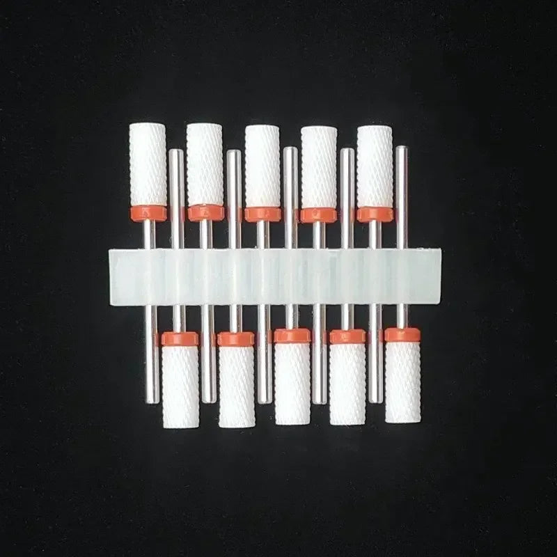 10PCS Ceramic Nail Drill Bits - Rotary Milling Cutters for Gel Polish Removal & Nail Grinding Machine Accessories