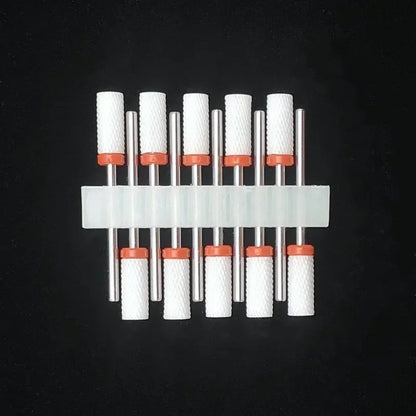 10PCS Ceramic Nail Drill Bits - Rotary Milling Cutters for Gel Polish Removal & Nail Grinding Machine Accessories
