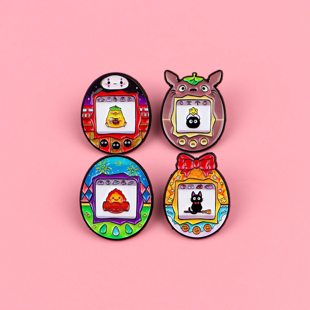 4-Piece Manga Elf Enamel Pin Set - Oval Metal Brooch Badges for Backpacks, Hats, Bags, and Fashion Jewelry Collectors’ Gifts