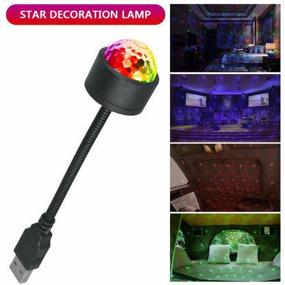 Car Interior USB LED Star Roof Light — Starry Galaxy Atmosphere Projector for Night, Party & Decoration