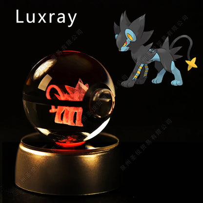 Pokémon Crystal Ball Night Light - 3D Pikachu Gengar Mewtwo Glass Lamp Statue Kids Birthday Gift