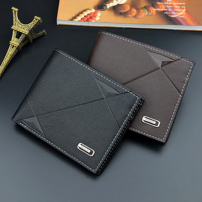 Men's Short Bifold Wallet – Faux Leather Credit & ID Card Holder, Slim Business Billfold Purse for Men