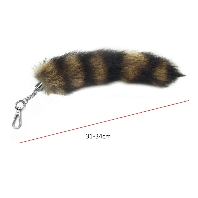 2024 Natural Fox Fur Tail Keychain – Chic Y2K Furry 40cm Keyring Accessory for Women’s Car Keys