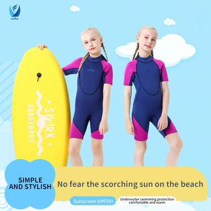 Children's 2mm/3mm Neoprene Wetsuit – One-Piece Long Sleeve Diving Suit for Cold Protection, Sunscreen, Surfing, Swimming & Snorkeling