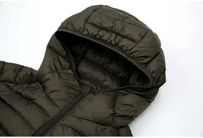 2024 Men’s Ultra-Light Down Jacket – 90% White Duck Down Hooded Thermal Feather Coat