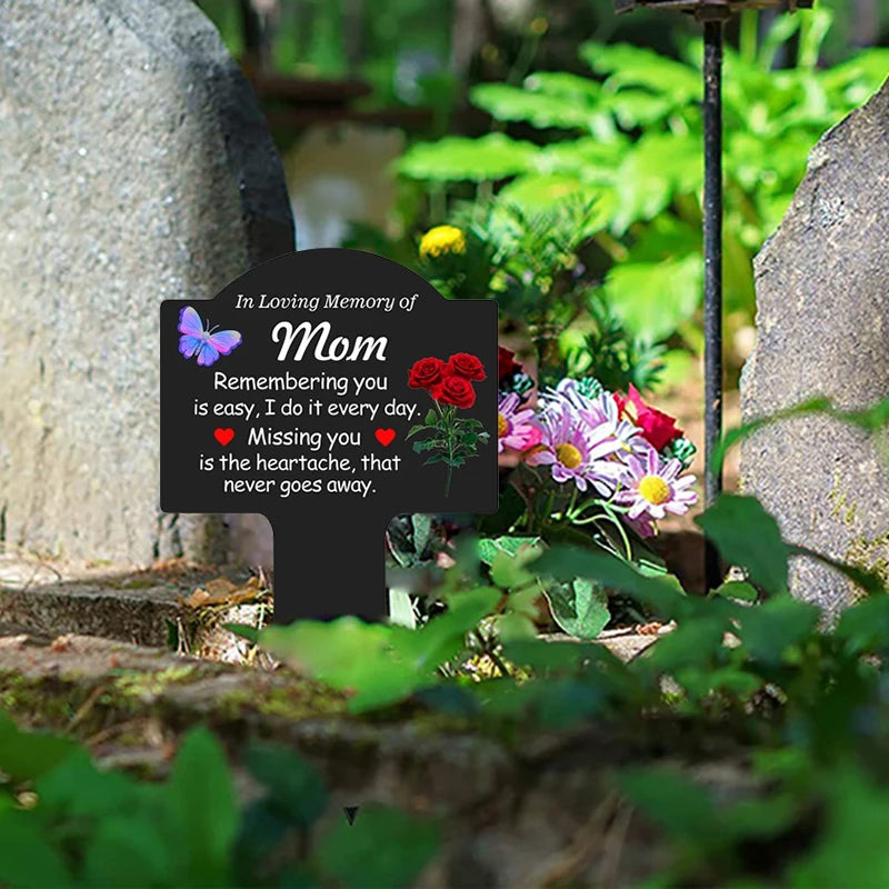 Waterproof Grave Stake – Cemetery Memorial Decoration for Mom, Dad & Loved Ones (Grandpa, Grandma, Brother, Sister, Son, Daughter)