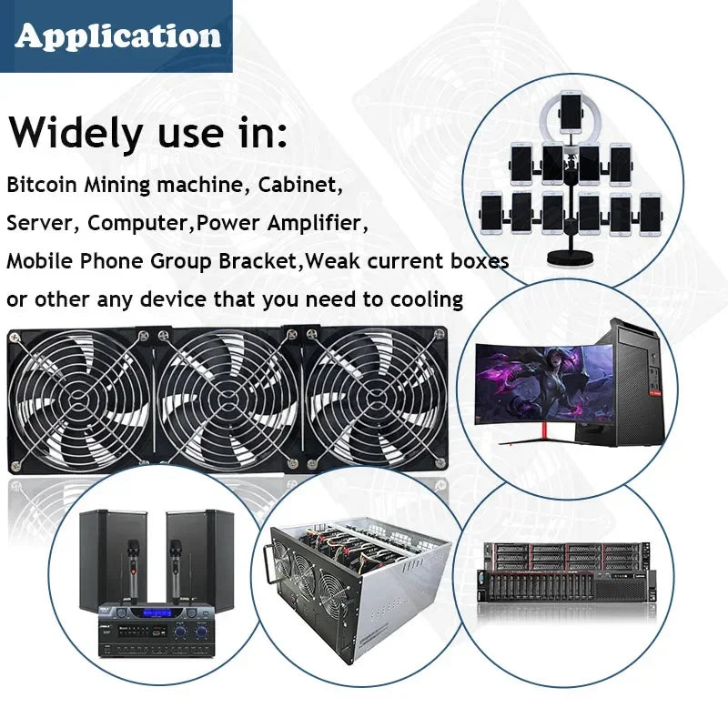 120mm 3000RPM Cooling Fan with Controller – 12V/220V Server, BTC Machine, Workstation Cabinet Radiator Fan