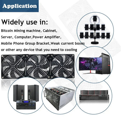 120mm 3000RPM Cooling Fan with Controller – 12V/220V Server, BTC Machine, Workstation Cabinet Radiator Fan