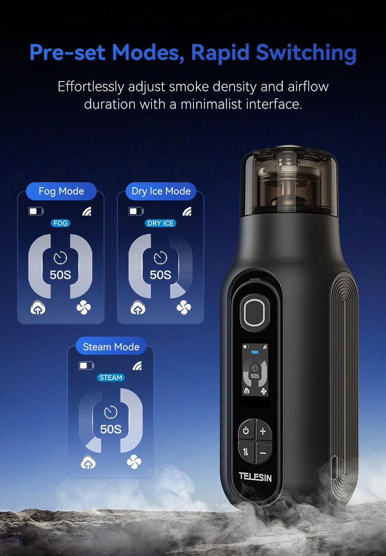 TELESIN Portable Smoke Machine – Remote-Controlled Fogger for Photography, Video Shoot Smoke Effect