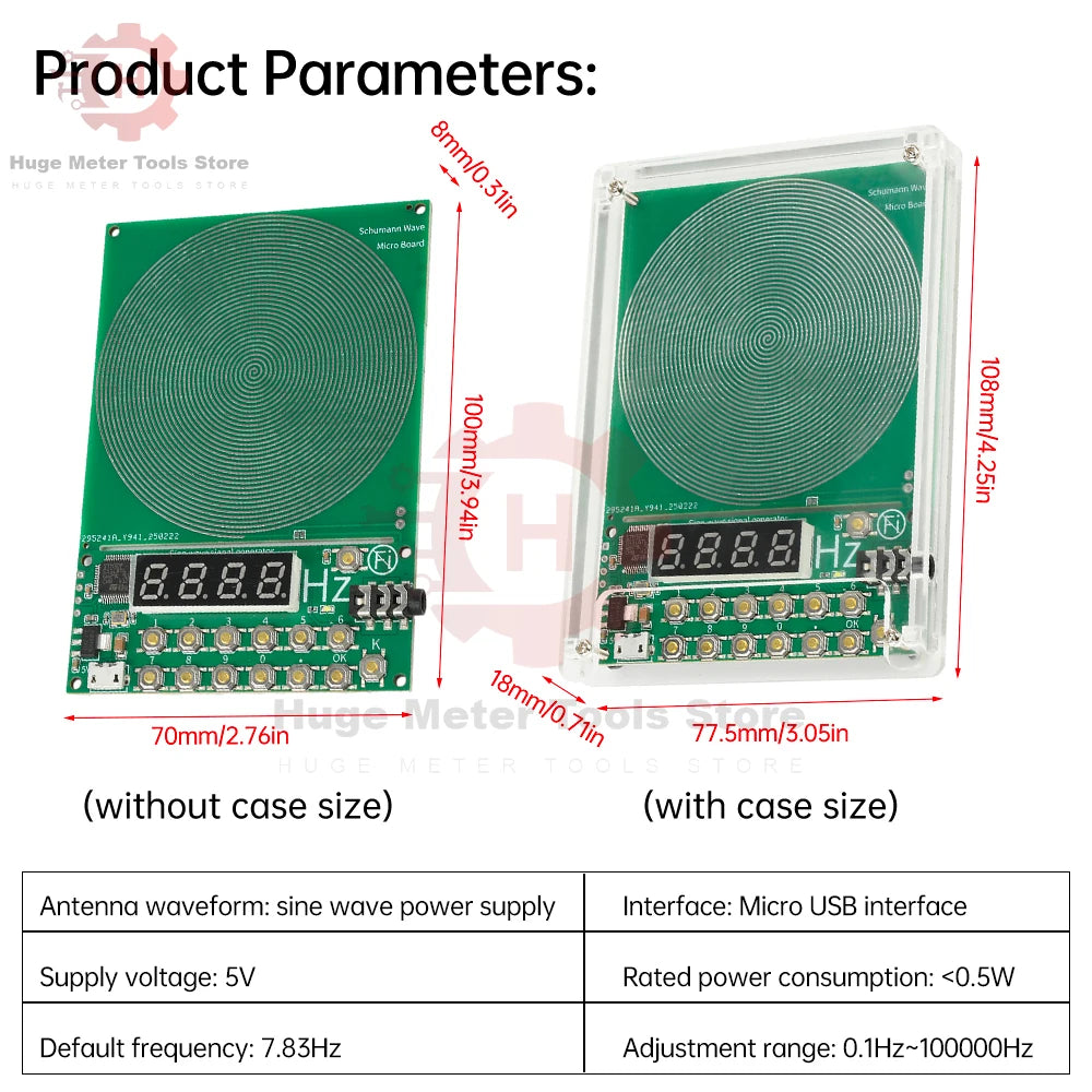 Schumann Wave Signal Generator - DC 5V Adjustable Frequency Sine Wave Generator with Micro USB Interface