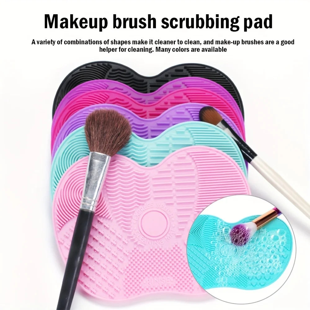 Apple-Shaped Silicone Makeup Brush Cleaner Pad - Suction Cup Cosmetic Tool Cleaning Mat