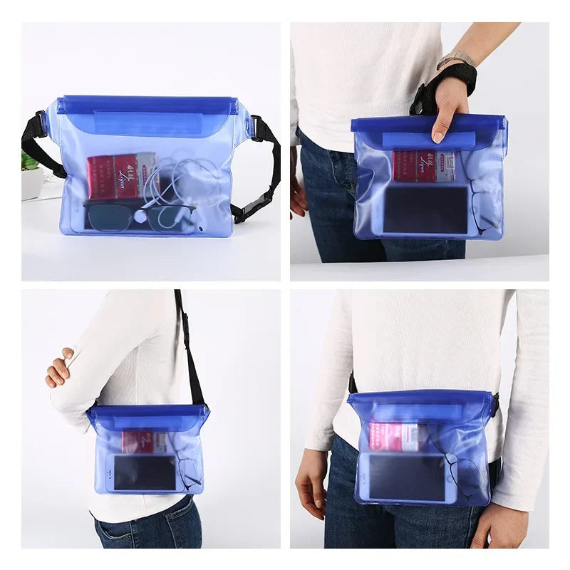 3-Layer Waterproof Phone Dry Bag - Large Transparent Underwater Protective Pouch for iPhone & Mobile Phones