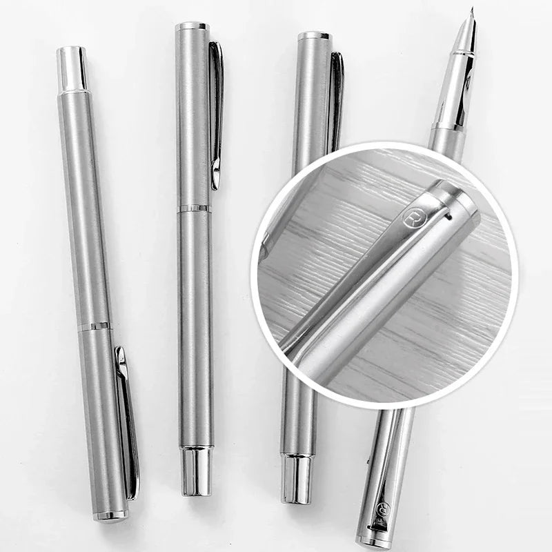 Luxury Metal Fountain Pen - Curved Nib 0.38/0.8/1.3mm Student Writing, Art, Signature & Office Stationery Pen