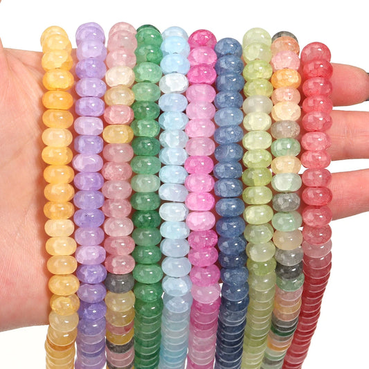 5x8mm Natural Abacus Rondelle Beads - Glass Wheel Loose Charms for DIY Bracelets & Jewelry Making Supplies