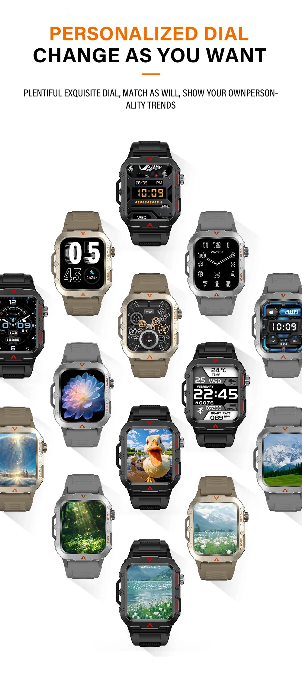 LAXASFIT Men’s Sports Smart Watch – 1.71" Screen, Blood Oxygen, Bluetooth Call, LED Flashlight, Multi-Sport Outdoor Watch