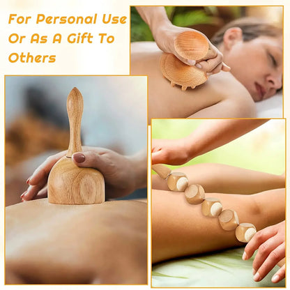 Wooden Lymphatic Drainage & Anti-Cellulite Massage Tools – Gua Sha for Body Shaping & Sore Muscle Relief