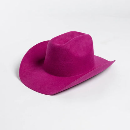 100% Wool Western Cowboy Hat – Casual Felt Cowgirl Hat for Men & Women, Autumn & Winter Outdoor Sunshade Fedoras Top Hat
