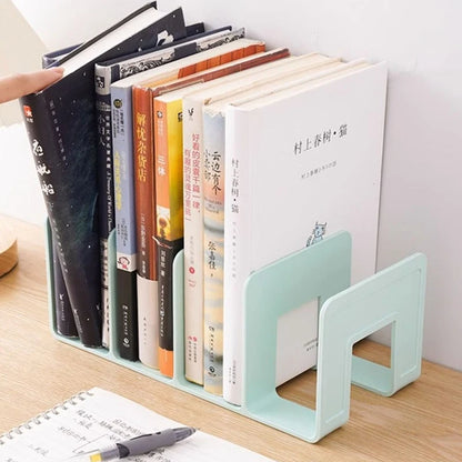 4 Grid Bookends Stand – Desktop Decor and Storage Rack for Books, School Stationery, and Office File Organization