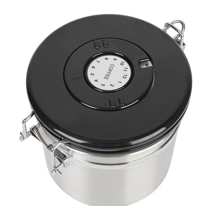 Stainless Steel Coffee Storage Canister - Airtight Container with CO2 Valve for Fresh Coffee Beans