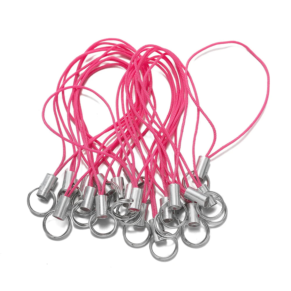 20/50pcs Polyester Lanyard Cord - Double Jump Ring Rope for Keychains, Phone Straps, DIY Crafts & Jewelry Making