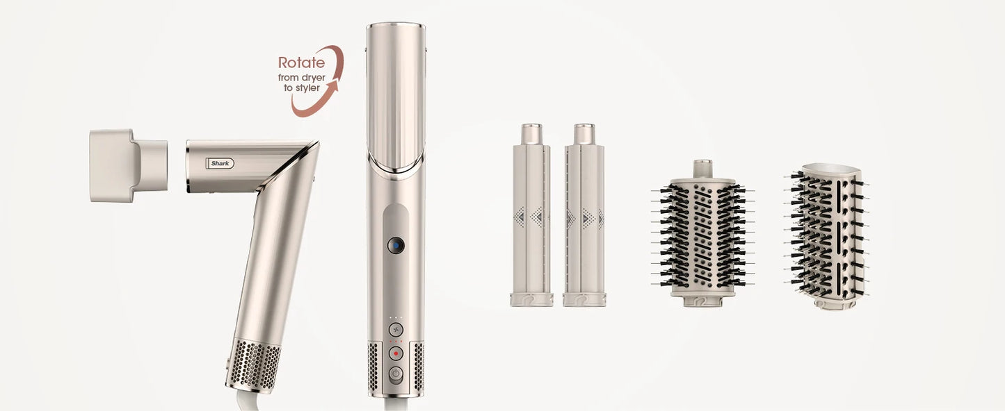 Shark HD430 FlexStyle Hair Dryer & Airwrap – Negative Ion Blow Dryer Brush, Multi-Styler with Auto-Wrap Curlers
