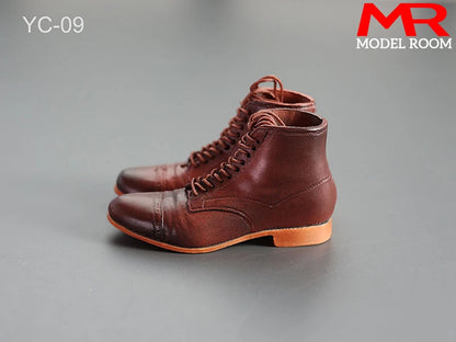 1/6 Scale Male Lace-Up Rubber Boots — Solid Soldier Shoes for 12'' Action Figures with Detachable Feet Dolls