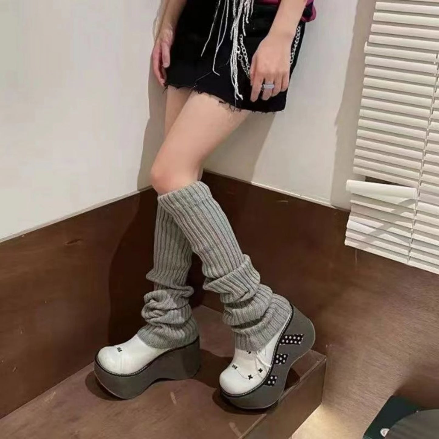 Y2K Knitted Leg Warmers - Harajuku Style Winter Knit Leg Covers for Streetwear & Party Outfits