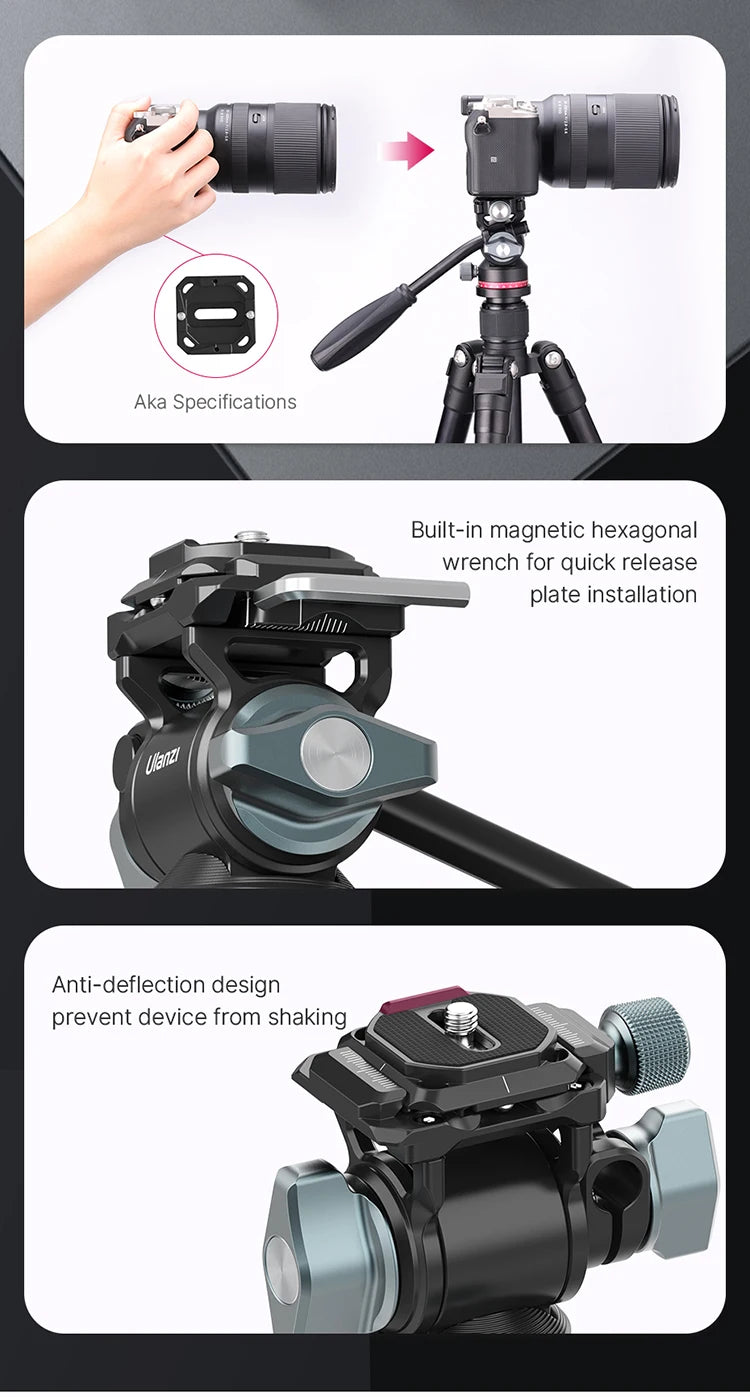 Ulanzi U-190 Panoramic Tripod Head – Hydraulic Fluid Video Damping Head for DSLR, Monopod & Mobile Camera Stand