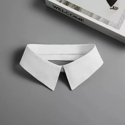 White Detachable Fake Collar - Stripe Lapel Faux Shirt Neckline Accessory for Women