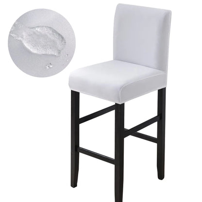 Waterproof Bar Stool Covers - Stretch Short Back Chair Protector Covers for Kitchen Dining Room Cafe Counter Height Seats
