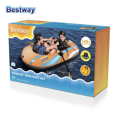 Bestway 61136/61140/61142/61146 Heavy-Duty Inflatable Kayak – 1-3 Person PVC Rafting Boat for Adventure & Thrilling Rides