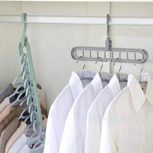 9-Hole Multi-Function Clothes Hanger Organizer – Space-Saving Folding Magic Rack for Scarves & Clothes