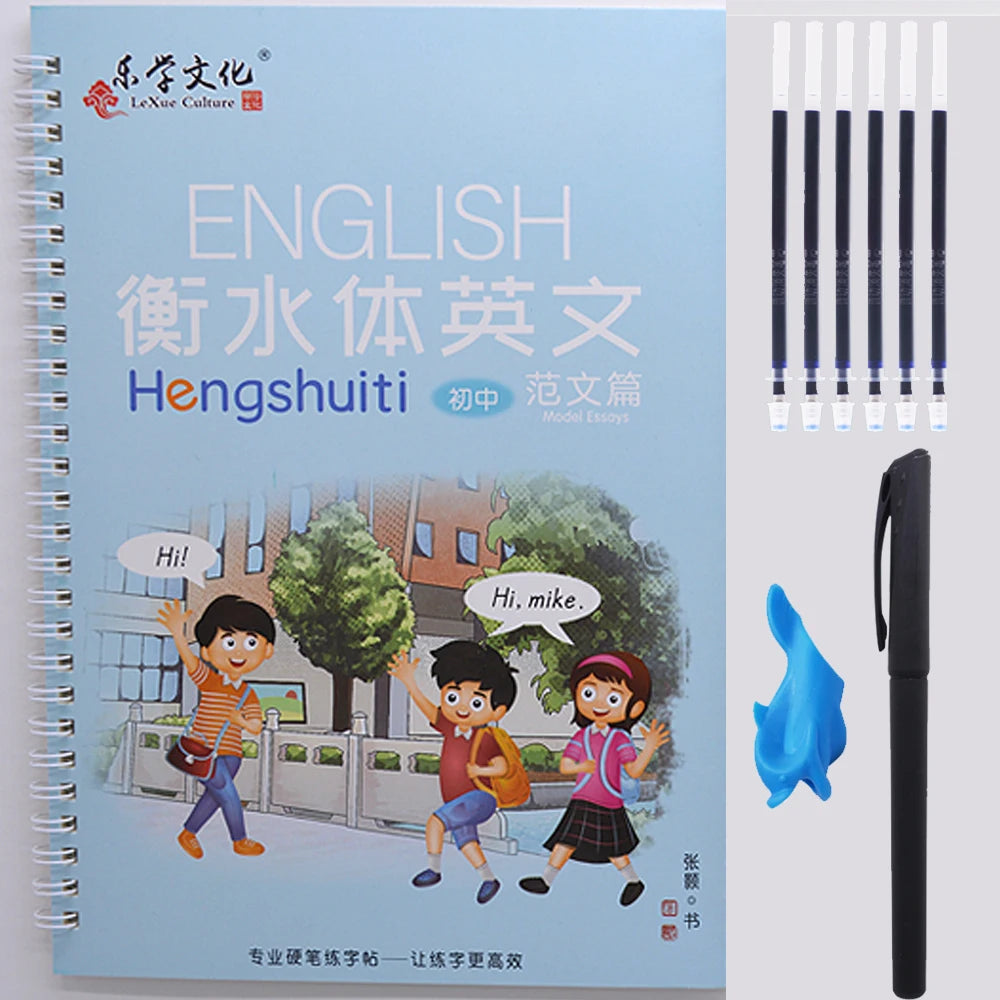 3D Groove English Copybook: Practice Magic Learning Books for Junior Students - Handwriting Improvement, 1 Book with 6 Refills