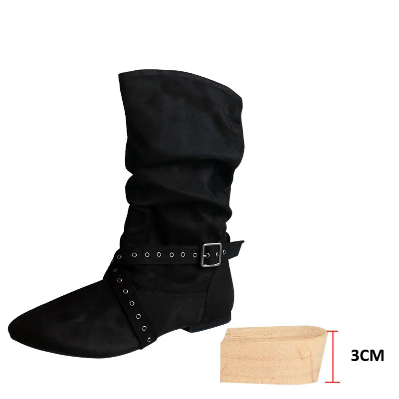 Wedopus Women’s Customized Heel Western Dance Boots – Black Suede Cowboy Shoes for Urban Dancing