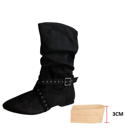 Wedopus Women’s Customized Heel Western Dance Boots – Black Suede Cowboy Shoes for Urban Dancing