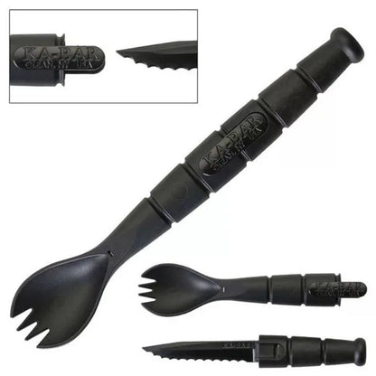 Tactical Mini Cutlery Set - EDC Folding Fork Spoon Knife Combo for Camping, Hiking & Outdoor Adventures