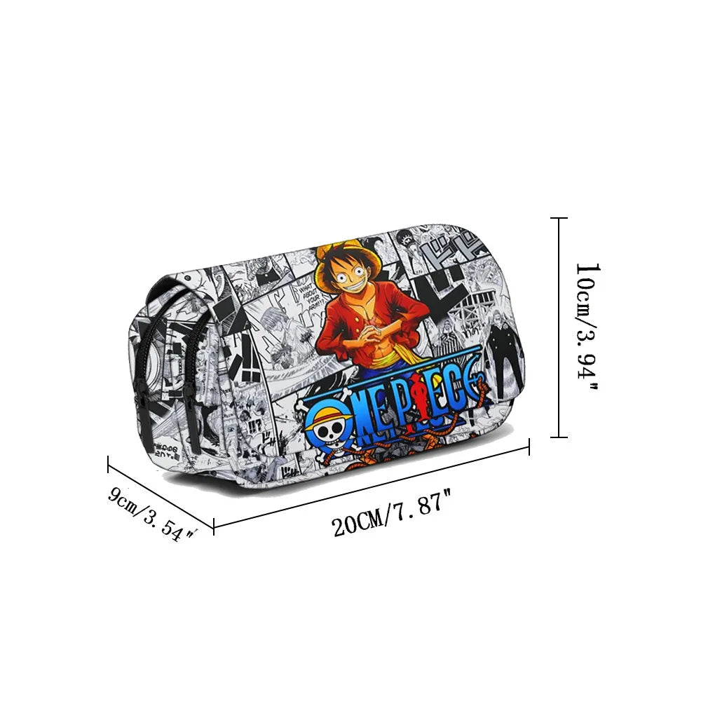 One Piece Pencil Case – Large Capacity Anime Pen Bag with Luffy & Zoro Print for Students & Gifts