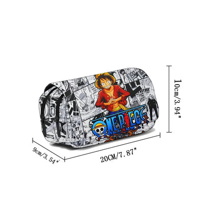 One Piece Pencil Case – Large Capacity Anime Pen Bag with Luffy & Zoro Print for Students & Gifts