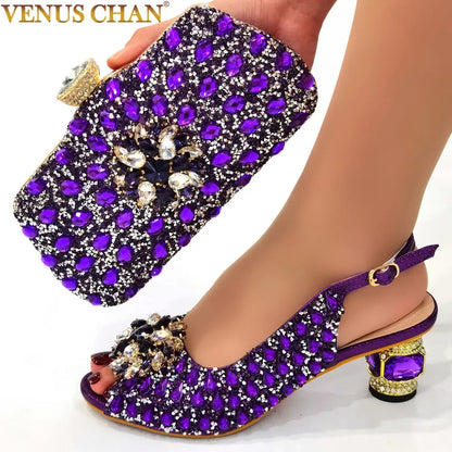 Silver Nigerian Women’s Shoe & Bag Set - African Fashion Party & Wedding Accessories
