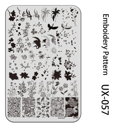 UX Serial 2 Stainless Steel Stamping Plate Template – Vintage Abstract Fabric Texture Pattern for Nail Art, Floral Lace, Xmas & Halloween Designs (UX52)