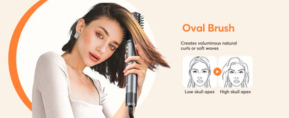 Bopcal 5-in-1 Hair Dryer & Hot Air Comb – 1200W High-Speed Blower with Curling Iron & Multifunction Styling Tools