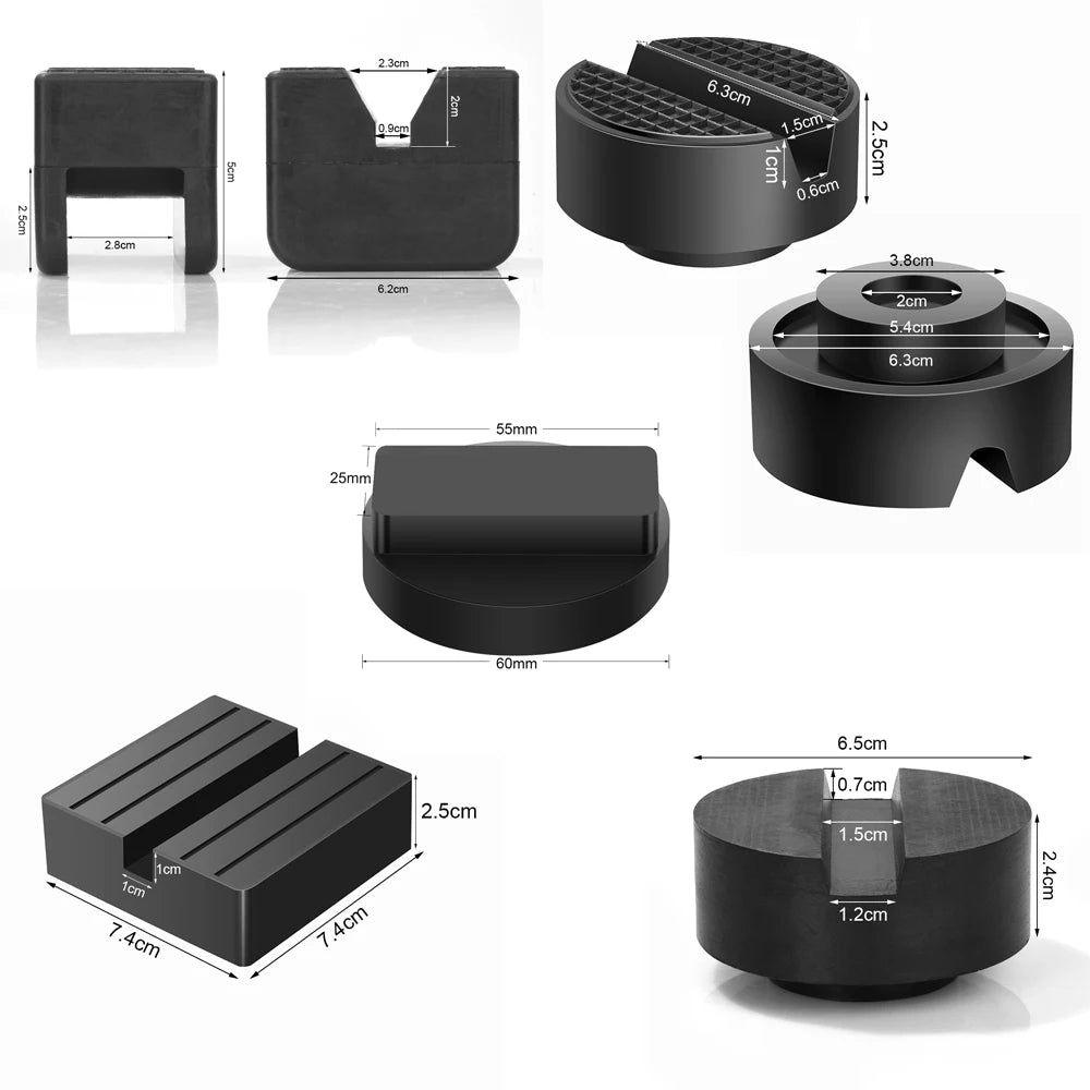 Car Lift Jack Support Stand Rubber Pads - Slotted Floor Frame Rail Adapter and Wheel Dolly Repair Tools for Lexus, Subaru, Fiat, Volvo