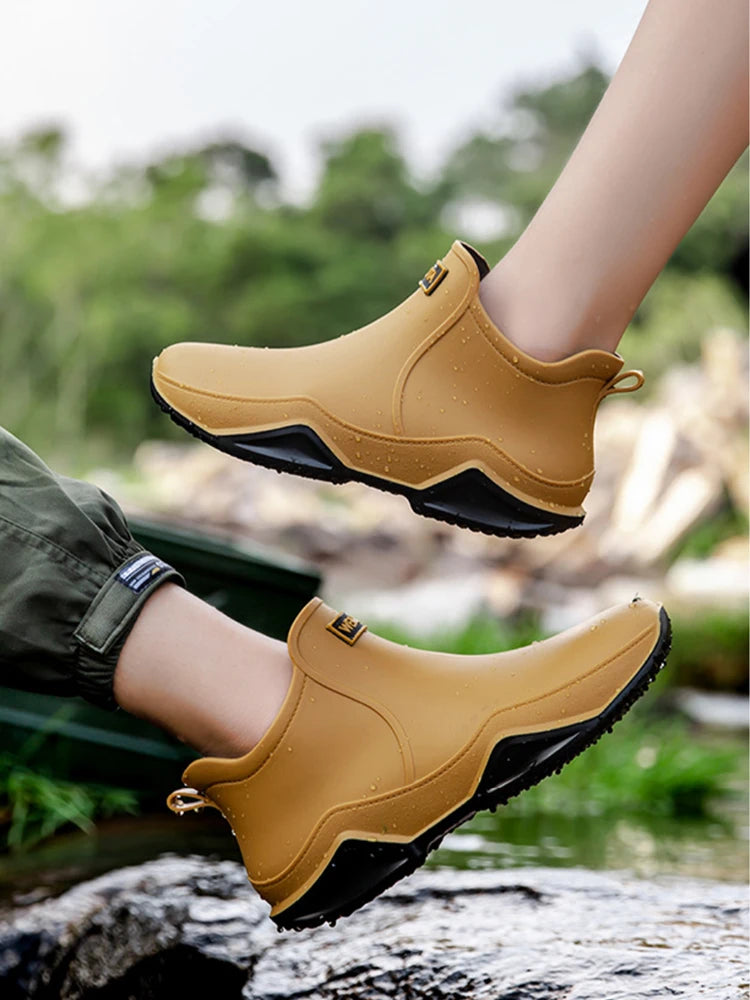 New Waterproof Rain Shoes for Women & Men – Ankle Rain Boots, Anti-Slip, Wear-Resistant, Plush for Summer & Winter