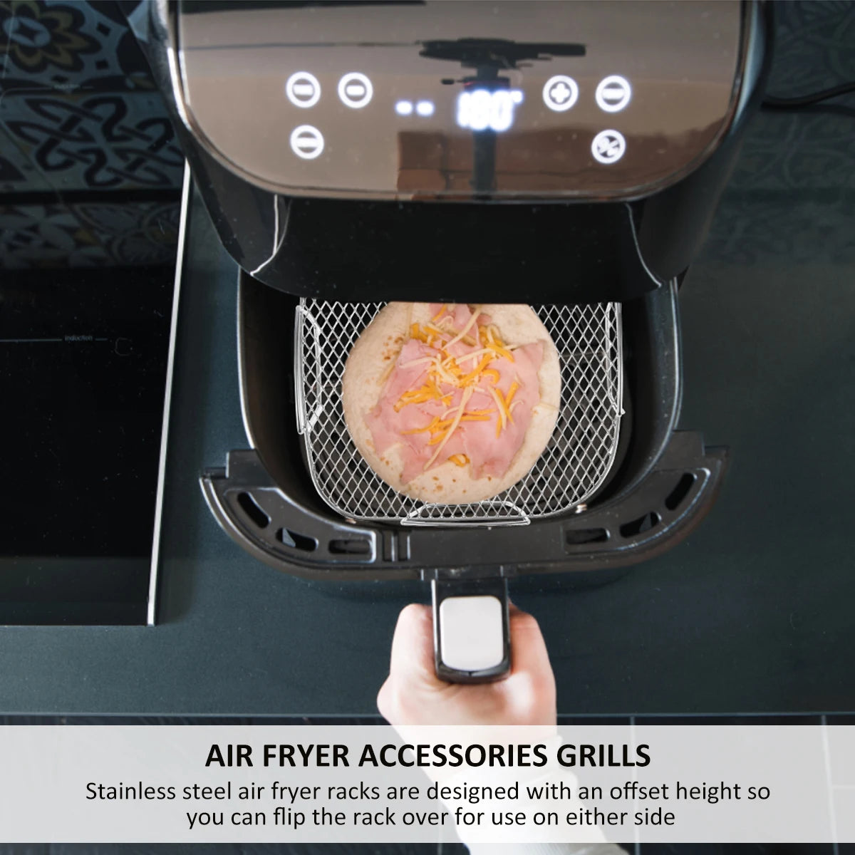 Stainless Steel Air Fryer Rack – Multi-Layer Stackable Grilling, Toast, BBQ Basket & Cooking Tray Accessory