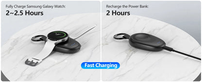 1400mAh Portable Wireless Charger & Power Bank — Magnetic Keychain Charging for Galaxy Watch 7/Ultra/6/5 Pro/4/3/Active 2