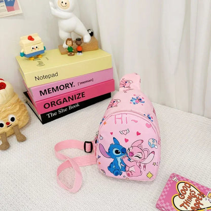 Stitch & Angel Sling Chest Bag – Cartoon Anime Crossbody Shoulder Bag with Coin Purse for Daily Travel